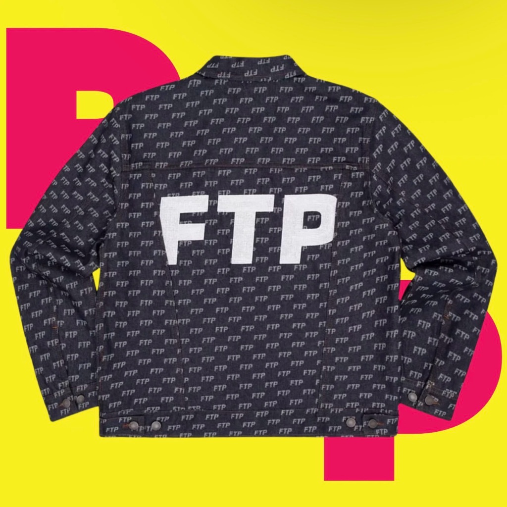 Ftp Jacquard Denim Logo Trucker Jacket (X-Large)